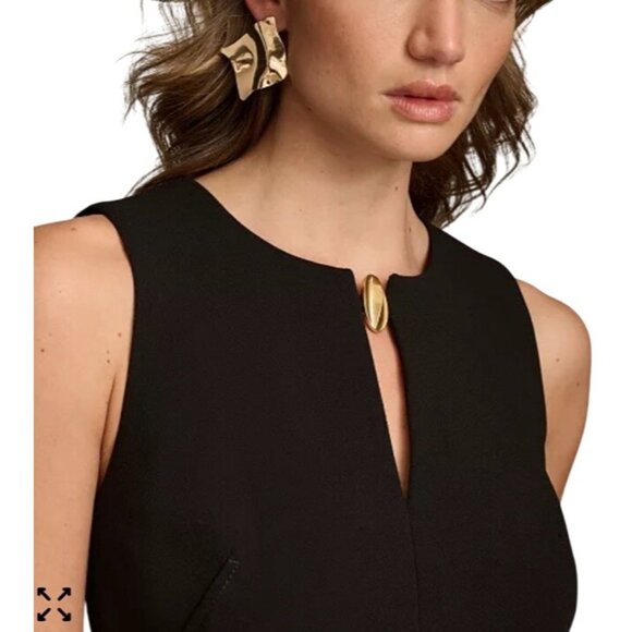 Donna Karan New York Women's Size 4 Keyhole Sheath Dress Black Midi MRSP $139 - Picture 3 of 16